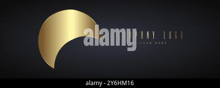 A dark Luxury circle Logo concepts in vector on dark background, Abstract golden circle in vector elegant company Logo design Stock Vector