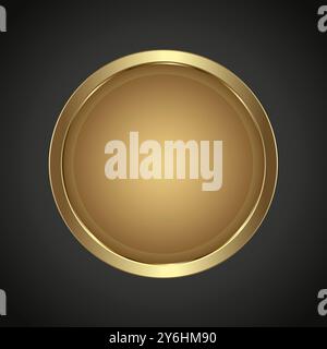 Luxury Golden iron web button on dark gradient background for multipurpose Infographic design vector, illustration template and Premium gold elegant v Stock Vector