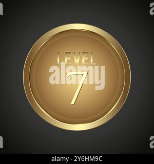 Luxury Golden Level 7 button on dark gradient background for multipurpose Infographic design vector, illustration Stock Vector