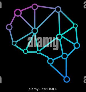 A Brain gradient color vector line icons related to the field of robot and AI technology concept vector Stock Vector