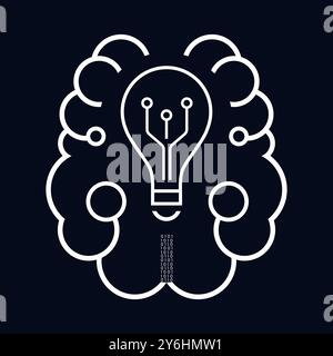 A brain icon, symbol for AI concept vector, illustration design. an artificial intelligent icons on dark background Stock Vector