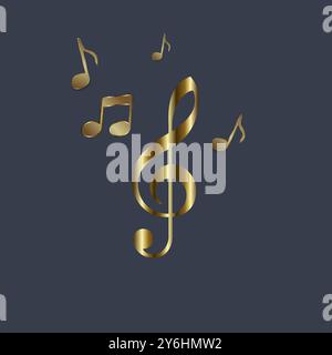 Groups of Luxury music notes key, symbols, icons, vector music style concepts design Stock Vector