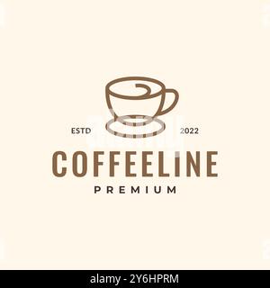 coffee cup drink line style simple hipster vintage colored logo design vector icon illustration Stock Vector