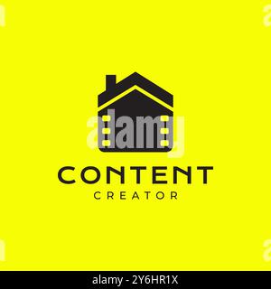 house cinema movie studio content creator modern minimal clean flat logo design vector illustration Stock Vector