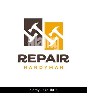 hammer repair services handyman colorful modern flat logo design vector illustration Stock Vector
