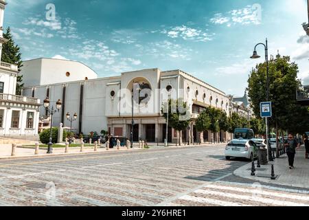 Tbilisi, Georgia - 10 AUG, 2024: Nodar Dumbadze Theater building on David Aghmashenebeli Avenue in Tbilisi, Georgia. Stock Photo