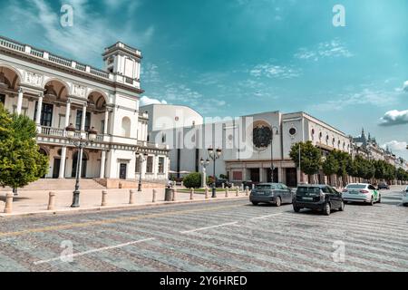 Tbilisi, Georgia - 10 AUG, 2024: Nodar Dumbadze Theater building on David Aghmashenebeli Avenue in Tbilisi, Georgia. Stock Photo