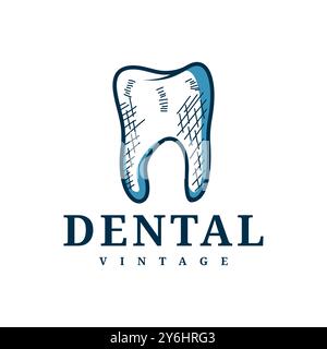 Vintage Retro Symbol Illustration Dental Health Logo Design Template Stock Vector