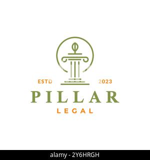 legal pillar law attorney luxury line style simple logo design vector icon illustration Stock Vector