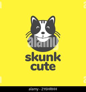 animal skunk cute mascot cartoon smile colorful face logo design vector icon illustration Stock Vector
