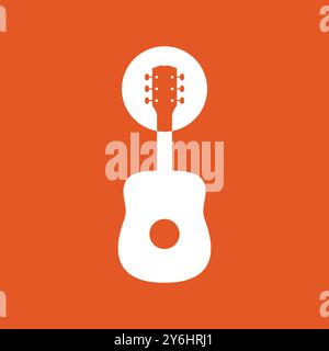 guitar music modern shape clean flat colored simple logo design vector icon illustration Stock Vector