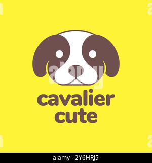 cavalier dog face pets cartoon mascot cute modern colorful logo design vector icon illustration Stock Vector