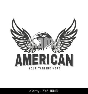 American Eagle Design with Wide Open Wings with Patriotism Strength Value Vector Illustration Stock Vector