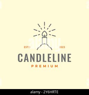 candle light hope line simple minimal hipster colored logo design vector icon illustration Stock Vector