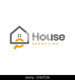 searching house buying magnifying glass modern simple logo design vector icon illustration Stock Vector