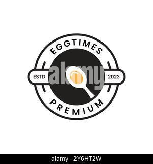 egg cooking cuisine food badge circle modern restaurant simple logo design vector icon illustration Stock Vector