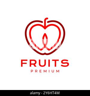 apple fruit love heart shape line colorful modern simple logo design vector icon illustration Stock Vector