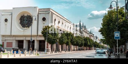 Tbilisi, Georgia - 10 AUG, 2024: Nodar Dumbadze Theater building on David Aghmashenebeli Avenue in Tbilisi, Georgia. Stock Photo