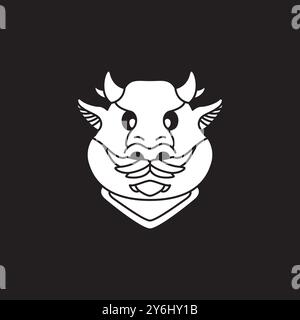 head dragon cartoon old logo design vector Stock Vector