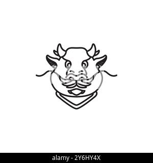 head dragon cartoon old line logo design vector Stock Vector