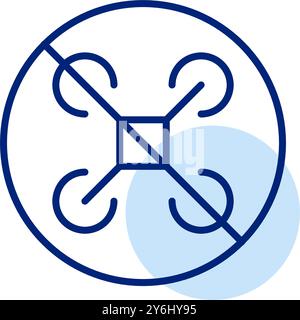 No drone zone. Flights prohibited. Pixel perfect, editable stroke vector icon Stock Vector