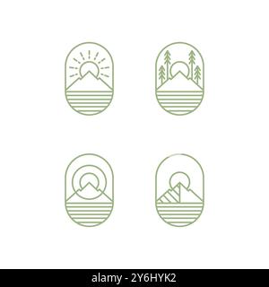 mountain outdoor icon set line logo design vector Stock Vector