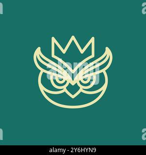 owl king owl head nocturnal bird line logo design vector Stock Vector