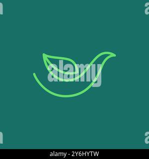 bird leaf nature ecology line logo design vector Stock Vector