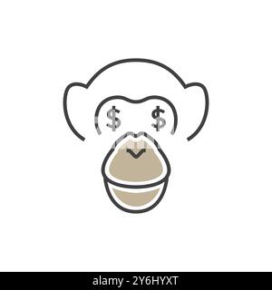 chimpanzee animal head line logo design vector Stock Vector