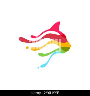 cat painting colorful abstract logo design vector Stock Vector