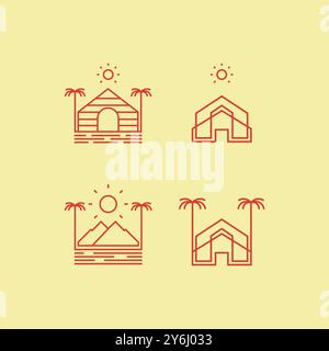 outdoor holiday icon set line logo design vector Stock Vector