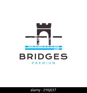 beautiful bridge modern flat logo design vector Stock Vector