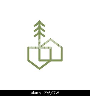 tiny house architecture line logo design vector Stock Vector