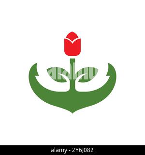 green anchor botanical concept colorful logo design vector Stock Vector