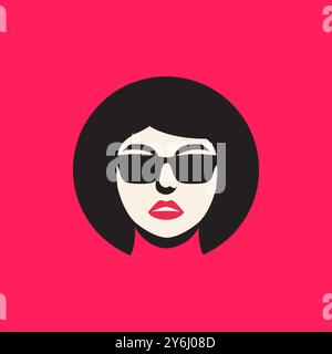 beauty woman face with glasses colorful logo design vector Stock Vector
