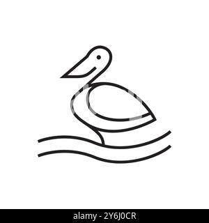 pelican bird line art simple logo design vector Stock Vector