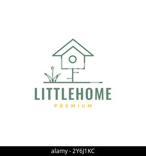 bird house line minimalist logo design vector Stock Vector