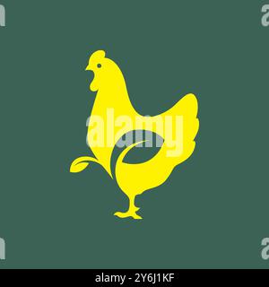 cute hen animal livestock flat logo design vector Stock Vector