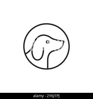 dog head in circle pets care line logo design vector Stock Vector