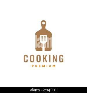 cutting board kitchen concept flat logo design vector Stock Vector