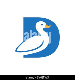beauty letter d with swan colorful logo design vector Stock Vector