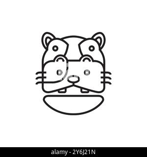 cute hippo head cartoon line logo design vector Stock Vector