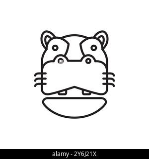 cute hippo head cartoon line logo design vector Stock Vector