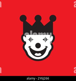 happy clown man clown head flat logo design vector Stock Vector