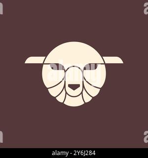 sheep head face vintage logo design vector Stock Vector