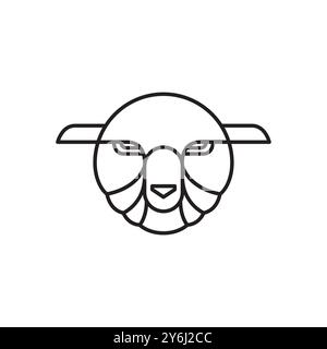 cute sheep head face line logo design vector Stock Vector