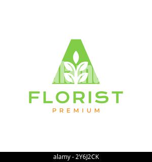 letter a botanical plant logo design vector flat Stock Vector