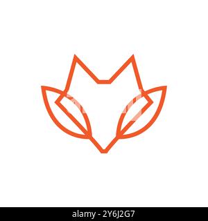 fox head nature concept line logo design vector Stock Vector