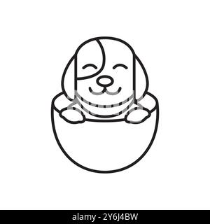 dog with bowl cute cartoon logo design vector Stock Vector