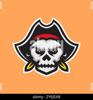 skull pirate head cartoon mascot logo design vector Stock Vector